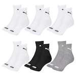 Kit Meia Cano Médio Puma Esportiva - 6 Pares - Masculino BRANCO/CINZA