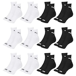 Kit Meia Cano Médio Puma Esportiva - 12 Pares - Masculino BRANCO/PRETO