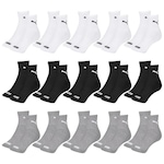 Kit Meia Cano Médio Puma Esportiva - 15 Pares - Masculino CINZA/BRANCO