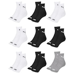 Kit Meia Cano Médio Puma Esportiva - 9 Pares - Masculino BRANCO/PRETO