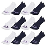 Kit Meia Sapatilha Puma Invisível - 12 Pares - Feminino BRANCO/AZUL ESC