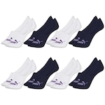 Kit Meia Sapatilha Puma Invisível - 8 Pares - Feminino BRANCO/AZUL ESC