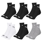 Kit Meia Cano Médio Puma Esportiva - 6 Pares - Masculino PRETO/CINZA