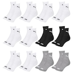 Kit Meia Cano Médio Puma Esportiva - 12 Pares - Masculino BRANCO/CINZA