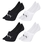 Kit Meia Sapatilha Puma Invisível - 4 Pares - Feminino BRANCO/PRETO