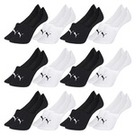 Kit Meia Sapatilha Puma Invisível - 12 Pares - Feminino BRANCO/PRETO