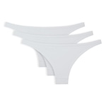 Kit 3x Calcinhas Tanga She Microfibra sem Costura - Adulto BRANCO