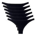 Kit 6 Calcinhas Tanga She Microfibra Sem Costura - Adulto PRETO