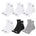 Kit Meia Cano Médio Puma Esportiva - 6 Pares - Feminino BRANCO/CINZA