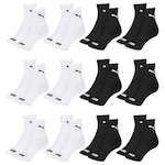 Kit Meia Cano Médio Puma Esportiva - 12 Pares - Feminino BRANCO/PRETO