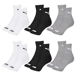 Kit Meia Cano Médio Puma Esportiva - 6 Pares - Feminino CINZA/BRANCO