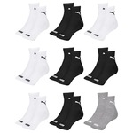 Kit Meia Cano Médio Puma Esportiva - 9 Pares - Feminino BRANCO/PRETO