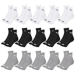 Kit Meia Cano Médio Puma Esportiva - 15 Pares - Feminino CINZA/BRANCO