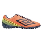 Chuteira Society Umbro Force - Adulto LARANJA/AZUL ESC