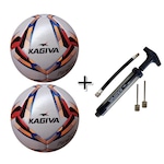 Kit Bola Futsal Kagiva F5 Pro Extreme - 2 Unidades + Bomba de Ar Dupla Ação LARANJA/PRETO