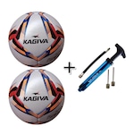 Kit Bola Futsal Kagiva F5 Pro Extreme - 2 Unidades + Bomba de Ar Dupla Ação LARANJA/AZUL