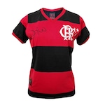 Camisa Flamengo Baby Look Retrô Zico Libertadores 1981 Braziline - Feminina Vermelho/Preto