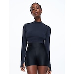 Blusa Cropped Body For Sure Manga Longa U.V - Feminina PRETO