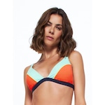 Top Fitness Body For Sure Alça Reta Liso Beach Sports - Feminino AZUL ESC/LARANJA