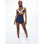 Top Fitness Body For Sure Alça Reta Liso Beach Sports - Feminino BRANCO/MARINHO/AMARE