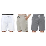 Kit Bermuda Elite Comfort - 3 Unidades - Masculina BRANCO/CINZA