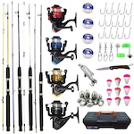 Kit Pesca Completo 4 Varas Taue e Molinetes + Maleta Itens Barato Nao Se Aplica