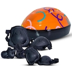 Kit Capacete com Joelheira Cotoveleira Munhequeira Rava - Infantil LARANJA