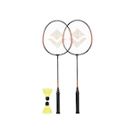 Kit Badminton Vollo Completo com 2 Raquetes e 2 Petecas PRETO/LARANJA