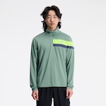 Camiseta New Balance Manga Longa Accelerate 1/2 Zíper - Masculina VERDE CLARO