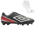 Kit Chuteira Campo Umbro Force + Meia - Adulto PRETO/BRANCO