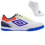 Kit Chuteira Futsal Umbro X-Comfort + Meia - Adulto BRANCO/AZUL