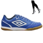 Chuteira Futsal Umbro X-Comfort + Meião - Adulto AZUL/BRANCO