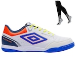 Chuteira Futsal Umbro X-Comfort + Meião - Adulto BRANCO/AZUL