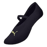 Meia Sapatilha Puma Antiderrapante com Viés Pilates - Feminina Preto/Amarelo Cla