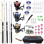 Kit Pesca Completo 3 Varas Taue e Molinetes + Maleta Itens Barato Nao Se Aplica