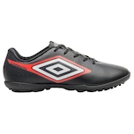 Chuteira Society Umbro Cannon - Adulto PRETO/VERMELHO