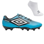 Chuteira de Campo Umbro Cannon + Meia - Adulto AZUL/PRETO