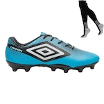 Chuteira de Campo Umbro Cannon + Meião - Adulto AZUL/PRETO