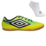 Chuteira Futsal Umbro Cannon + Meia - Adulto VERDE/PRETO