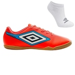 Chuteira Futsal Umbro Cannon + Meia - Adulto LARANJA/AZUL