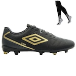 Kit Chuteira Campo Umbro Attak Eternal e Meião PRETO/OURO