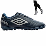 Chuteira Society Umbro Class + Meião - Adulto AZUL ESC/CINZA