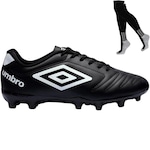 Chuteira de Campo Umbro Class + Meião - Adulto PRETO/BRANCO