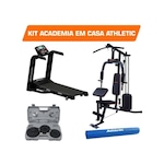 Kit Academia em Casa Athletic Estação de Musculação + Esteira 110V + Maleta Dumbbell + Tapete Yoga Nao Se Aplica