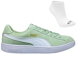 Kit Tênis Puma Smash V2 Wns Bdp + Meia - Feminino VERDE/BRANCO