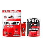 Kit Whey Protein FTW 100% Refil 900g - Chocolate com Coqueteleira + Creatina 300g Nao Se Aplica