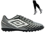 CHUTEIRA SOCIETY UMBRO FIFTY V + MEIÃO - ADULTO PRETO/CINZA