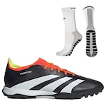 Chuteira Society adidas Predator League 24 Low + Meia Antiderrapante - Adulto PRETO/BRANCO