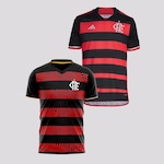 Kit Camisa do Flamengo I 2024 adidas - Masculina + Camisa Flamengo Brains - Masculina PRETO