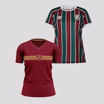 Kit Camisa do Fluminense I 2023 Umbro - Feminina + Camisa Fluminense Prank - Feminina VERMELHO